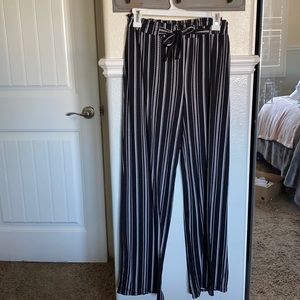 Black and white striped light weight pants